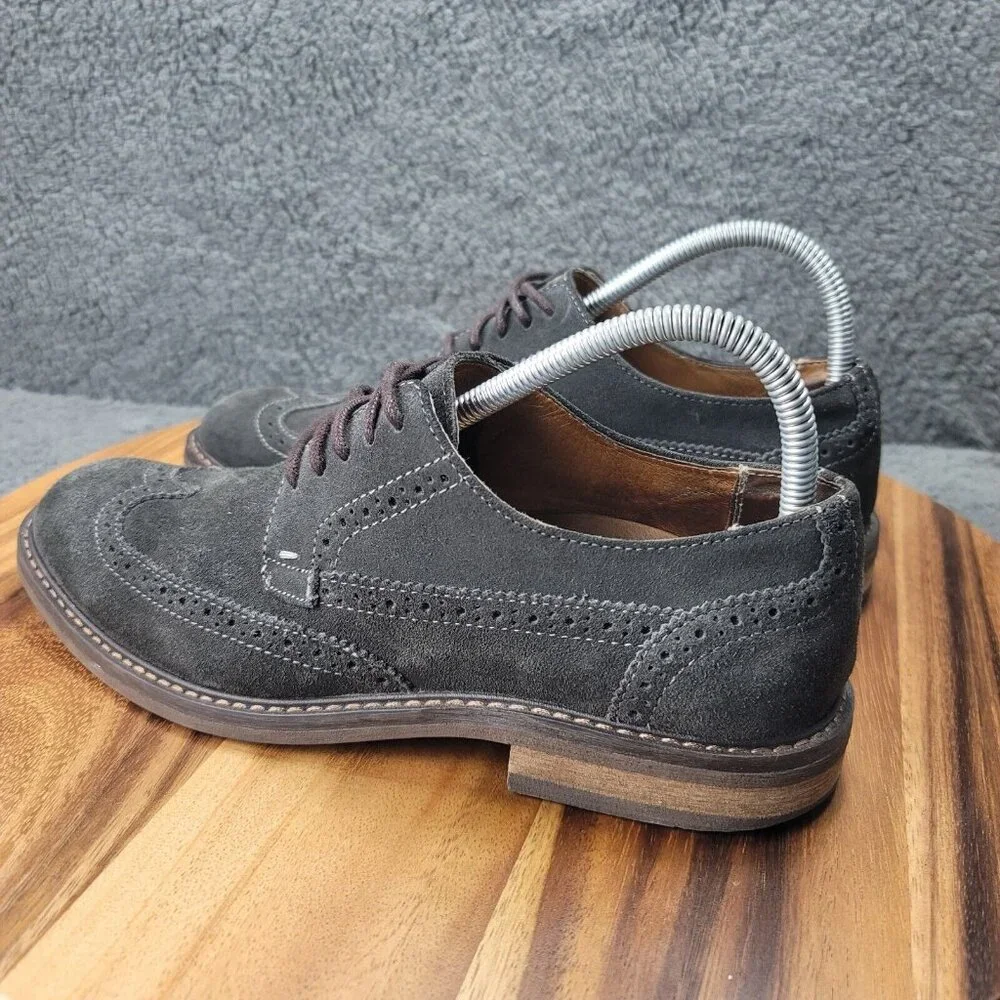 Vionic 555 Bruno Shoes Gray Suede Mens Size 8 Wingtip Oxfords Dress Stitched‎